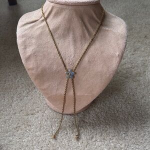 Elegant lariat style Gold and Blue Necklace